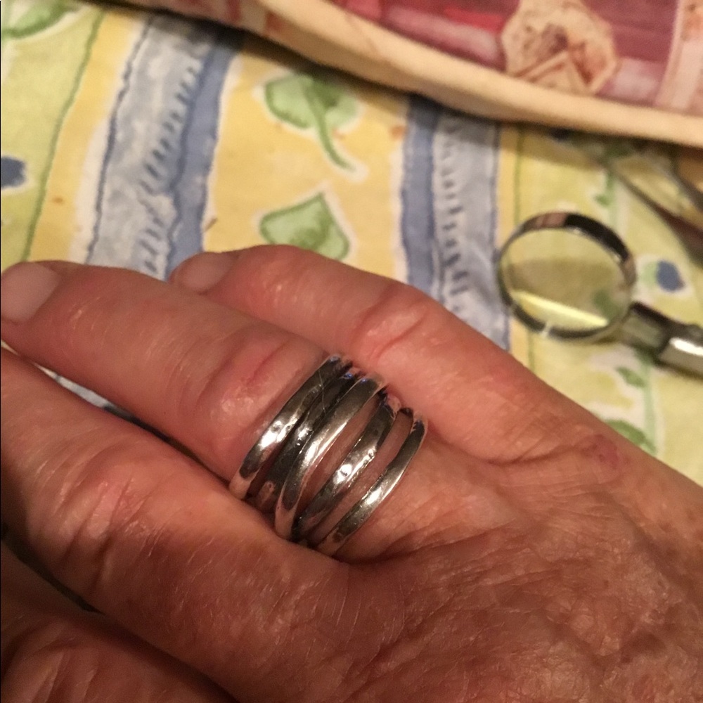 ISRAEL Stamped 925 silver hammered silver ring,